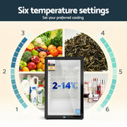 Devanti 105L Bar Fridge Glass Door Mini Fridge Countertop Cooler Black BF-F-G-105L-BK