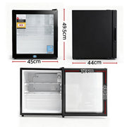 Devanti 40L Bar Fridge Glass Door Mini Fridge Countertop Cooler Black BF-F-G-40L-BK