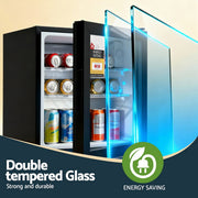 Devanti 40L Bar Fridge Glass Door Mini Fridge Countertop Cooler Black BF-F-G-40L-BK