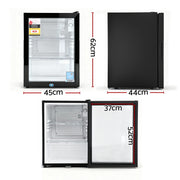 Devanti 56L Bar Fridge Glass Door Mini Fridge Countertop Cooler Black BF-F-G-56L-BK