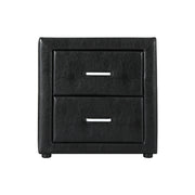 Artiss Bedside Table 2 Drawers Side Table Leather - CADEN Black BFRAME-E-BSIDE-BK
