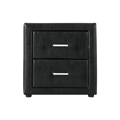 Artiss Bedside Table 2 Drawers Side Table Leather - CADEN Black BFRAME-E-BSIDE-BK