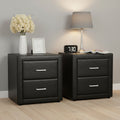 Artiss 2X Bedside Table 2 Drawers Side Table Leather - CADEN Black BFRAME-E-BSIDE-BKX2