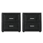 Artiss 2X Bedside Table 2 Drawers Side Table Leather - CADEN Black BFRAME-E-BSIDE-BKX2