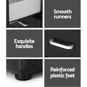 Artiss 2X Bedside Table 2 Drawers Side Table Leather - CADEN Black BFRAME-E-BSIDE-BKX2