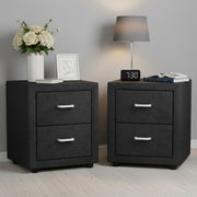Artiss 2X Bedside Table 2 Drawers Fabric - CADEN Charcoal BFRAME-E-BSIDE-CHARX2