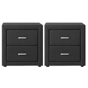 Artiss 2X Bedside Table 2 Drawers Fabric - CADEN Charcoal BFRAME-E-BSIDE-CHARX2
