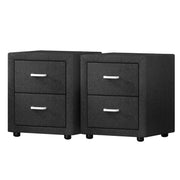 Artiss 2X Bedside Table 2 Drawers Fabric - CADEN Charcoal BFRAME-E-BSIDE-CHARX2