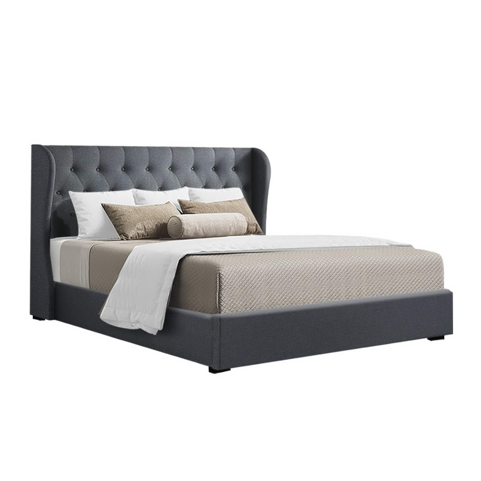 Artiss Bed Frame King Size Gas Lift Charcoal ISSA BFRAME-E-ISSA-K-CHAR-AB
