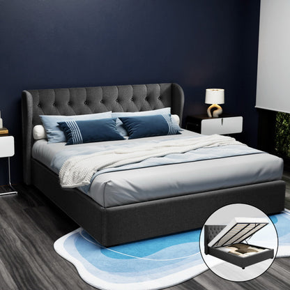 Artiss Bed Frame King Size Gas Lift Charcoal ISSA BFRAME-E-ISSA-K-CHAR-AB