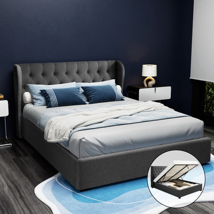 Artiss Bed Frame Queen Size Gas Lift Charcoal ISSA BFRAME-E-ISSA-Q-CHAR-AB