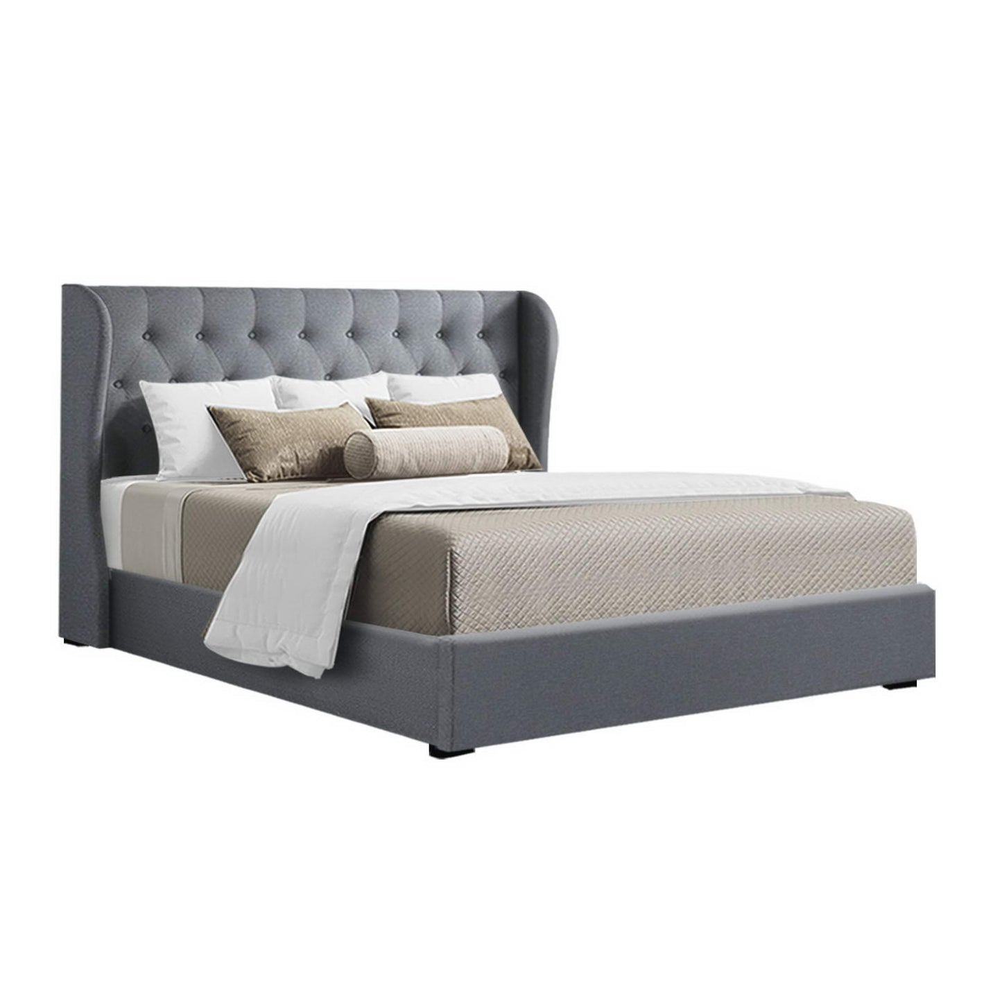 Artiss Bed Frame Queen Size Gas Lift Grey ISSA BFRAME-E-ISSA-Q-GY-AB