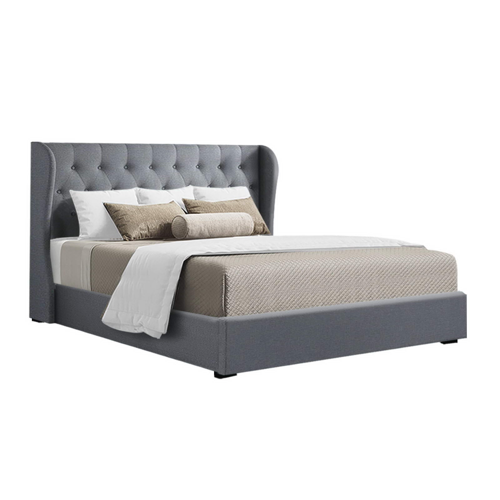 Artiss Bed Frame Queen Size Gas Lift Grey ISSA BFRAME-E-ISSA-Q-GY-AB