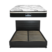 Artiss RGB LED Queen Bed Frame with 32cm Giselle Mattress Set BFRAME-E-LUMI-0907-Q