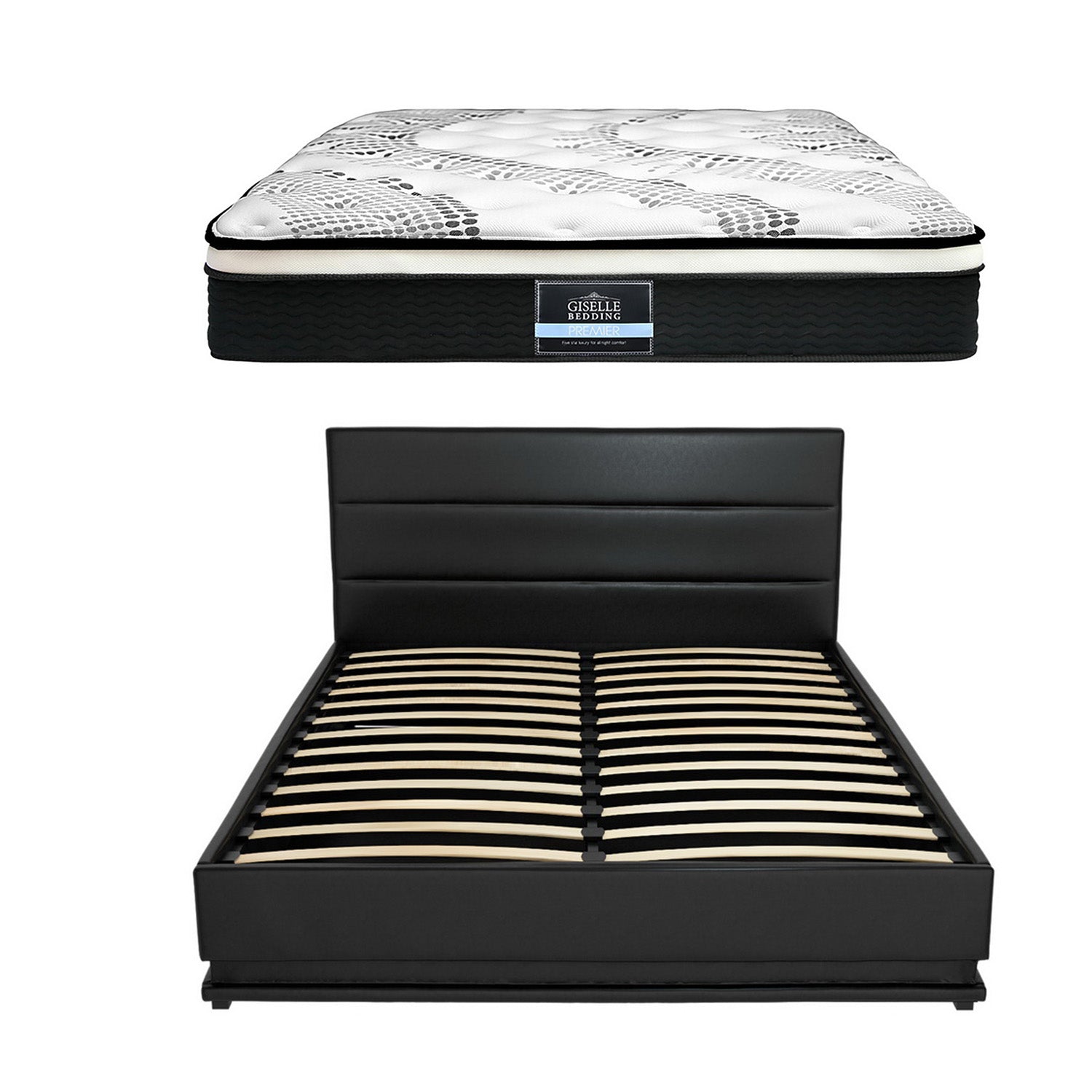 Artiss RGB LED Queen Bed Frame with 32cm Giselle Mattress Set BFRAME-E-LUMI-0907-Q