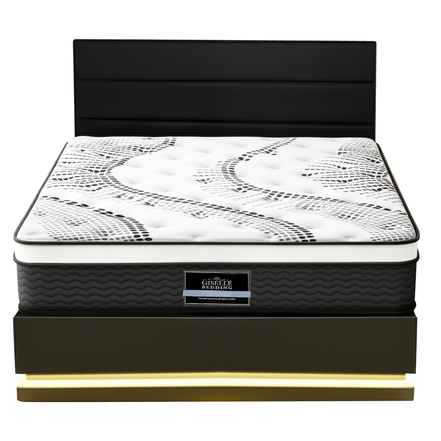 Artiss RGB LED Queen Bed Frame with 32cm Giselle Mattress Set BFRAME-E-LUMI-0907-Q