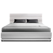 Artiss Bed Frame Double Size LED Gas Lift White LUMI BFRAME-E-LUMI-D-WH-ABC