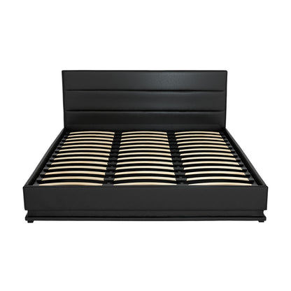 Artiss Bed Frame King Size LED Gas Lift Black LUMI BFRAME-E-LUMI-K-BK-ABC