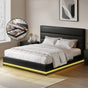 Artiss Bed Frame Queen Size LED Gas Lift Black LUMI BFRAME-E-LUMI-Q-BK-ABC