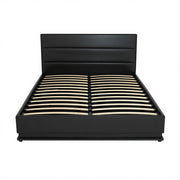 Artiss Bed Frame Queen Size LED Gas Lift Black LUMI BFRAME-E-LUMI-Q-BK-ABC