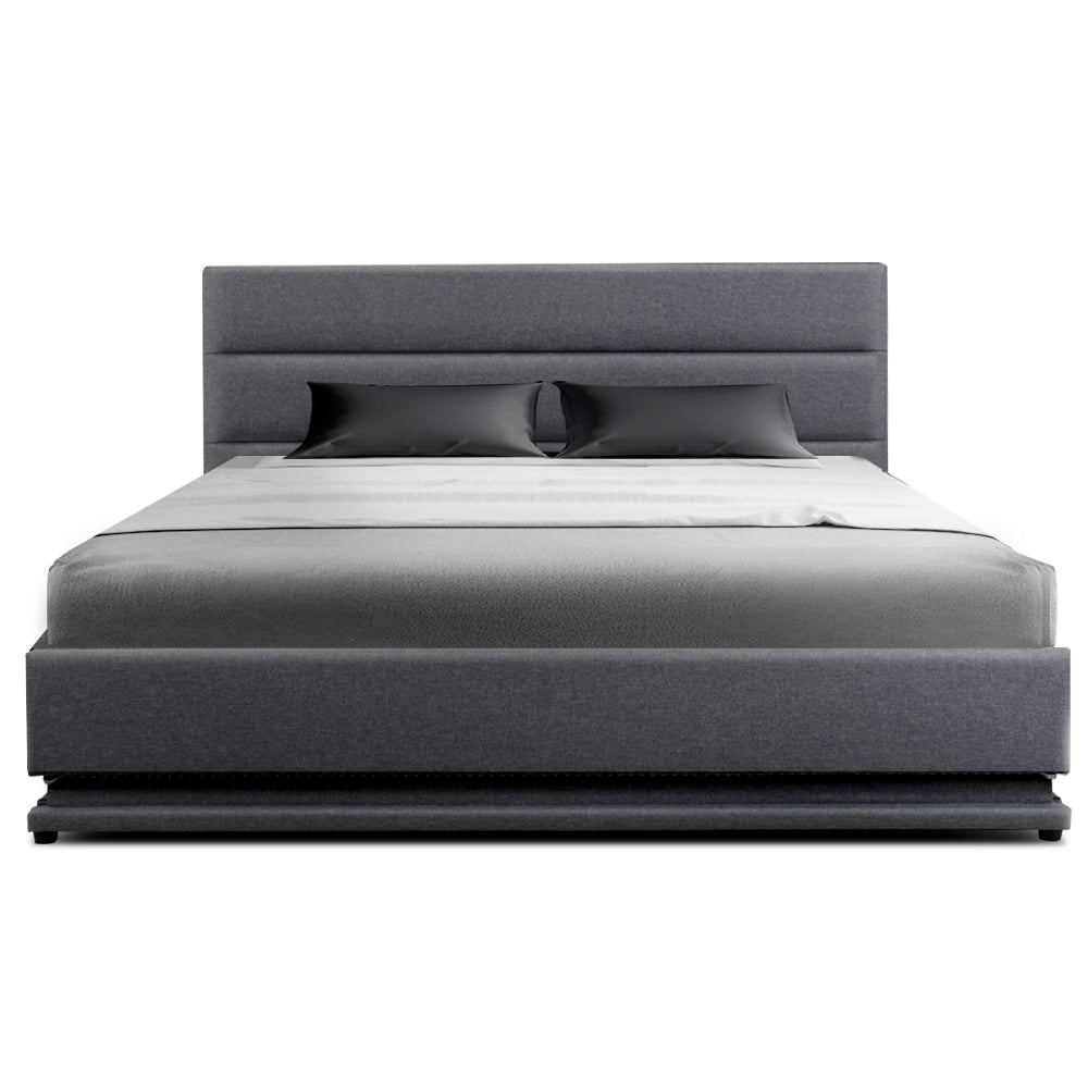Artiss Bed Frame Queen Size LED Gas Lift Grey LUMI BFRAME-E-LUMI-Q-GY-ABC