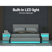 Artiss Bed Frame Queen Size LED Gas Lift White LUMI BFRAME-E-LUMI-Q-WH-ABC