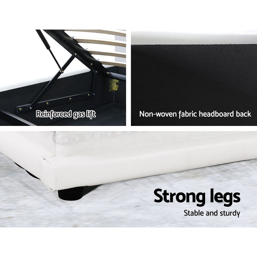 Artiss Bed Frame Queen Size LED Gas Lift White LUMI BFRAME-E-LUMI-Q-WH-ABC