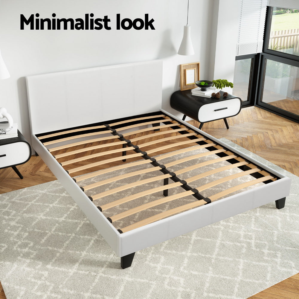 Artiss Bed Frame Double Size White NEO BFRAME-E-NEO-D-WH-AB