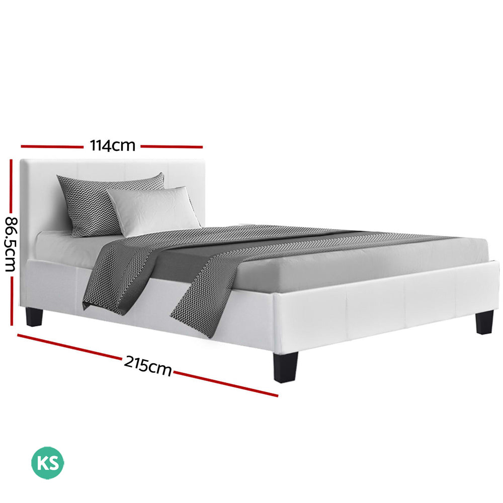 Artiss Bed Frame King Single Size White NEO BFRAME-E-NEO-KS-WH-AB