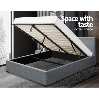 Artiss Bed Frame Double Size Gas Lift Grey NINO