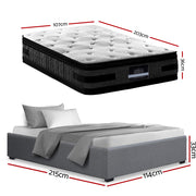 Artiss Bed Frame with 36cm Giselle Mattress Set King Single Gas Lift Base Grey BFRAME-E-TOKI-HOTEL-KS