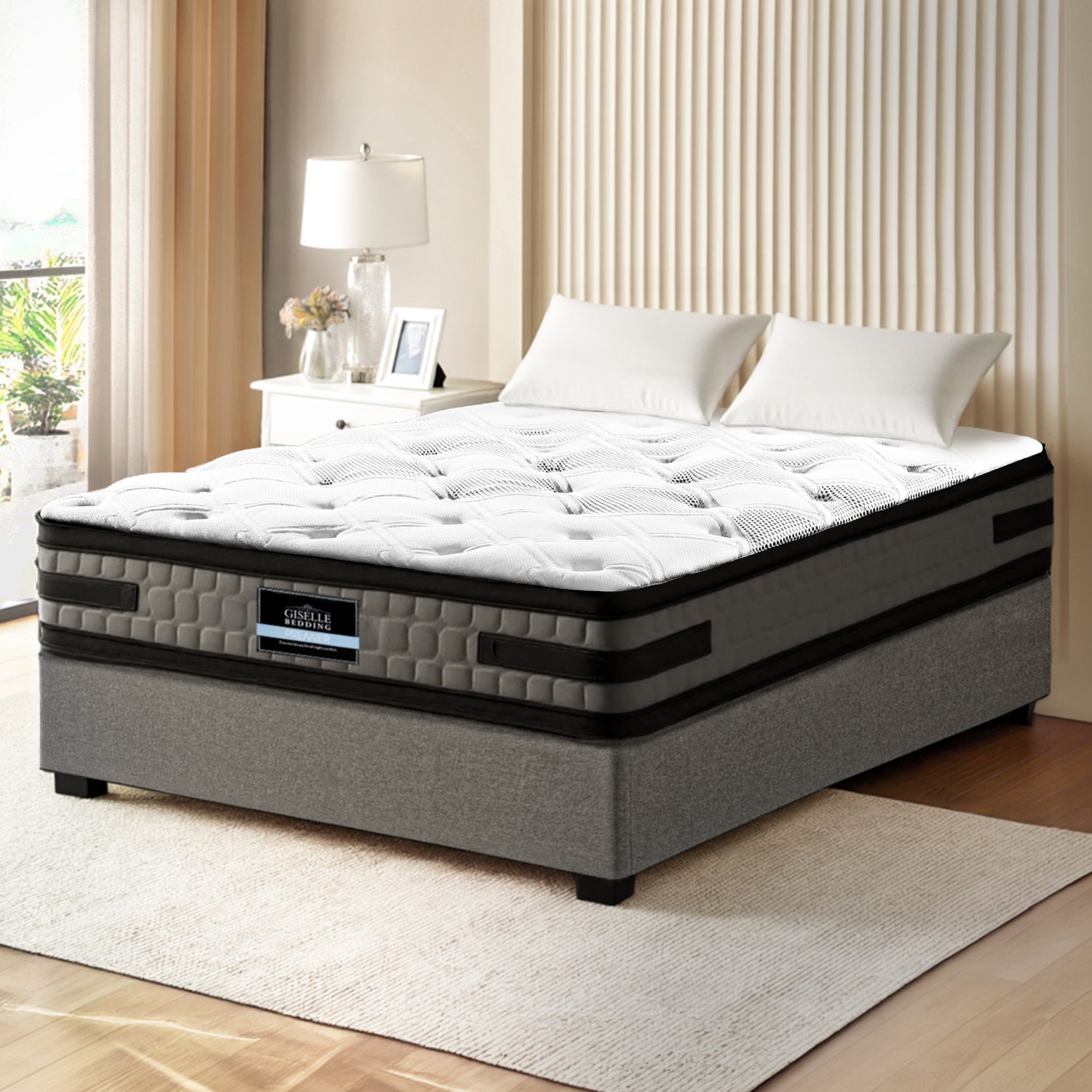 Artiss Bed Frame with 36cm Giselle Mattress Set King Single Gas Lift Base Grey BFRAME-E-TOKI-HOTEL-KS