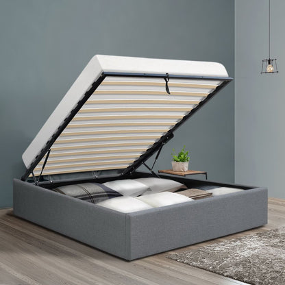 Artiss Bed Frame King Single Size Gas Lift Base Grey TOKI BFRAME-E-TOKI-KS-GY-AB