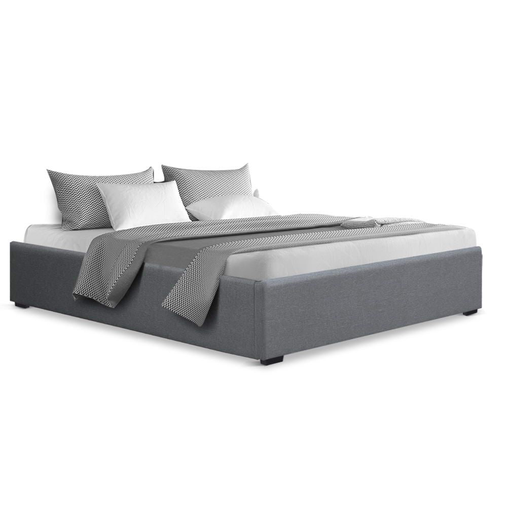 Artiss Bed Frame Queen Size Gas Lift Base Grey TOKI BFRAME-E-TOKI-Q-GY-AB