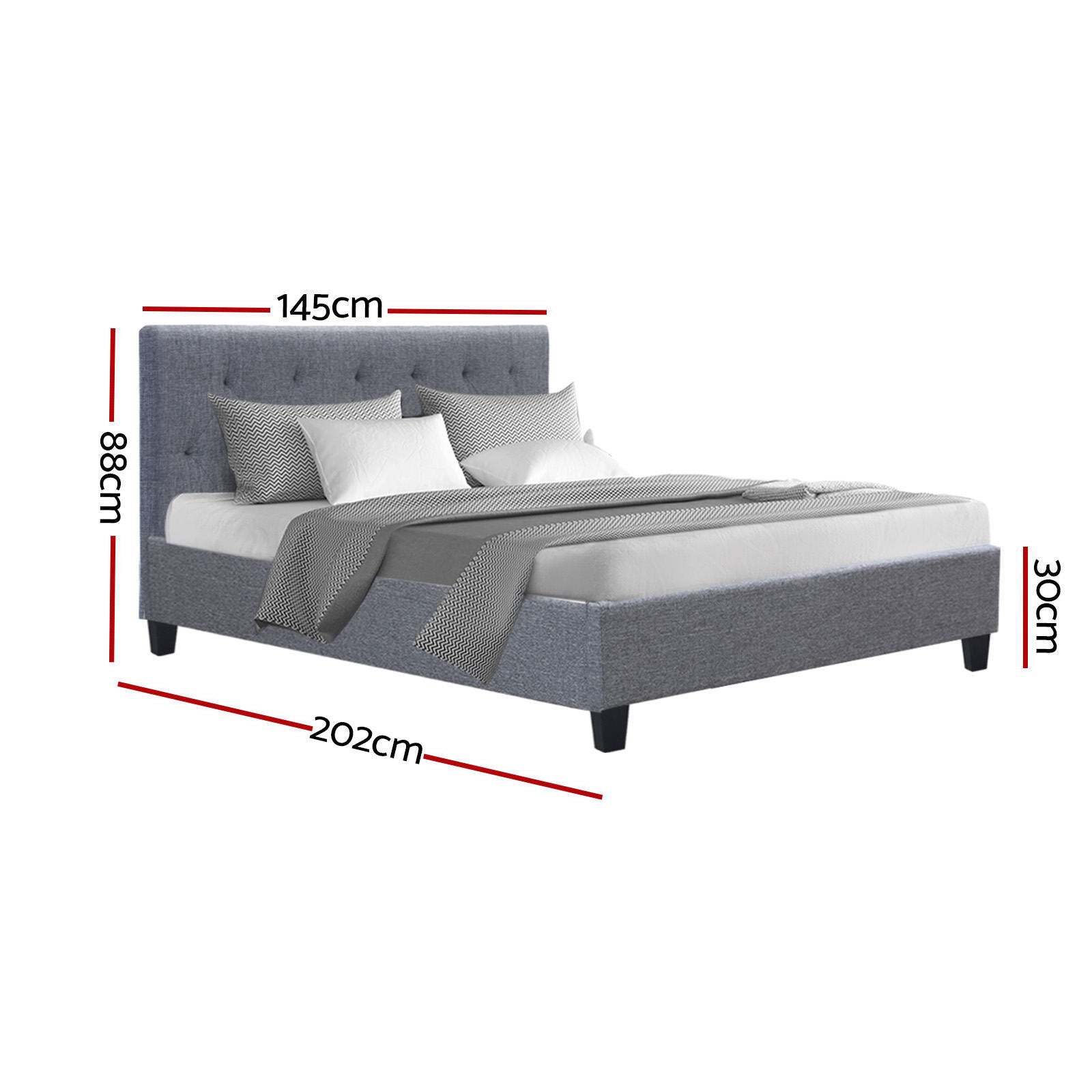 Artiss Bed Frame Double Size Grey VANKE BFRAME-E-VANKE-D-GY-AB