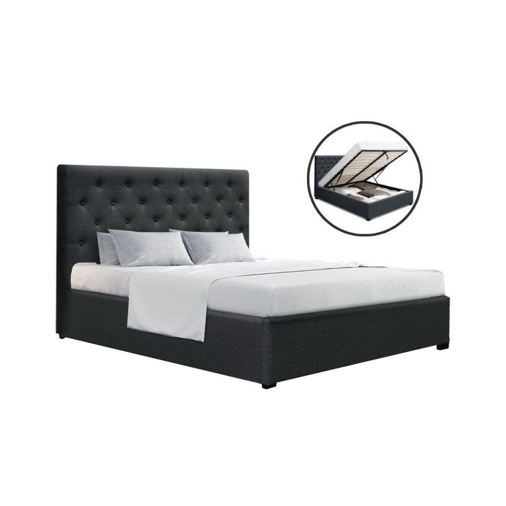 Artiss Bed Frame Double Size Gas Lift Charcoal VILA BFRAME-E-VILA-D-CHAR-ABC