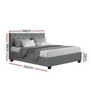 Artiss Bed Frame Double Size Gas Lift Grey VILA BFRAME-E-VILA-D-GY-AB