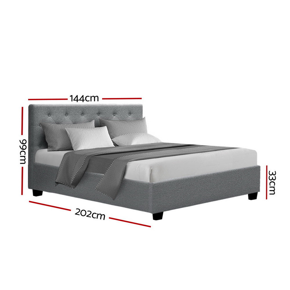 Artiss Bed Frame Double Size Gas Lift Grey VILA BFRAME-E-VILA-D-GY-AB