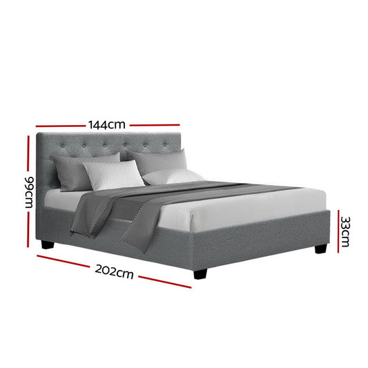 Artiss Bed Frame Double Size Gas Lift Grey VILA BFRAME-E-VILA-D-GY-AB