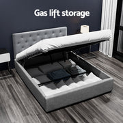 Artiss Bed Frame Double Size Gas Lift Grey VILA BFRAME-E-VILA-D-GY-AB
