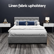 Artiss Bed Frame Double Size Gas Lift Grey VILA BFRAME-E-VILA-D-GY-AB