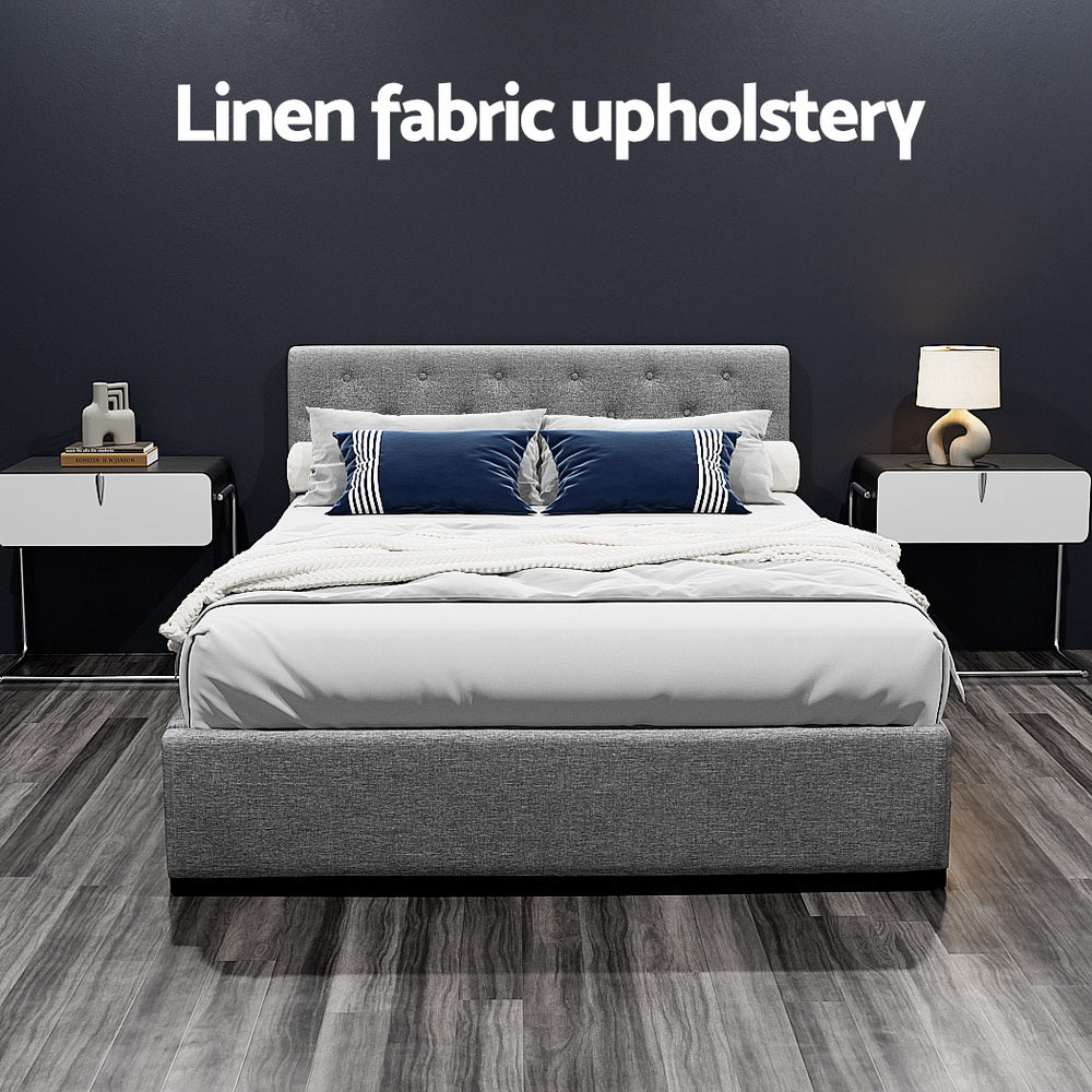 Artiss Bed Frame Double Size Gas Lift Grey VILA BFRAME-E-VILA-D-GY-AB