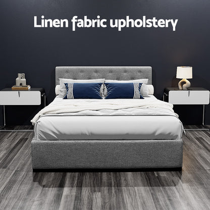 Artiss Bed Frame Double Size Gas Lift Grey VILA BFRAME-E-VILA-D-GY-AB