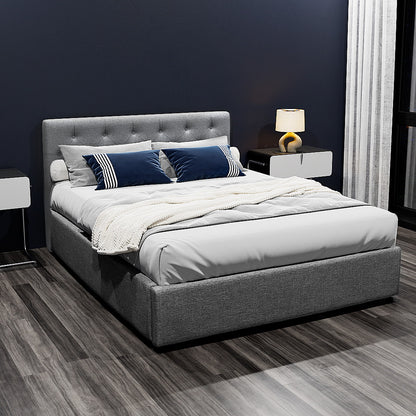 Artiss Bed Frame Double Size Gas Lift Grey VILA BFRAME-E-VILA-D-GY-AB