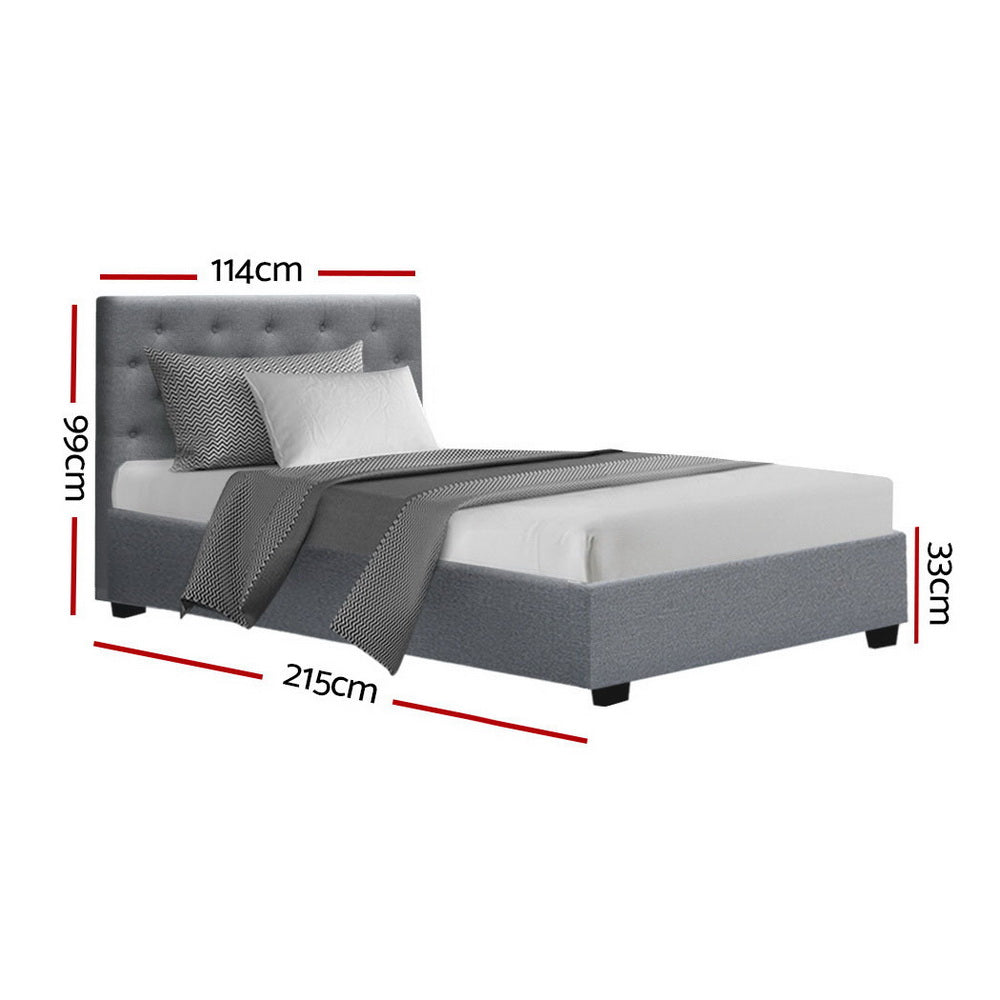 Artiss Bed Frame King Single Size Gas Lift Grey VILA BFRAME-E-VILA-KS-GY-ABC