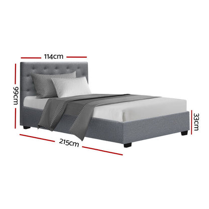 Artiss Bed Frame King Single Size Gas Lift Grey VILA BFRAME-E-VILA-KS-GY-ABC