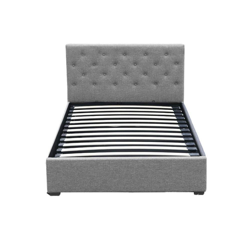Artiss Bed Frame King Single Size Gas Lift Grey VILA BFRAME-E-VILA-KS-GY-ABC