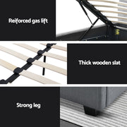 Artiss Bed Frame King Single Size Gas Lift Grey VILA BFRAME-E-VILA-KS-GY-ABC