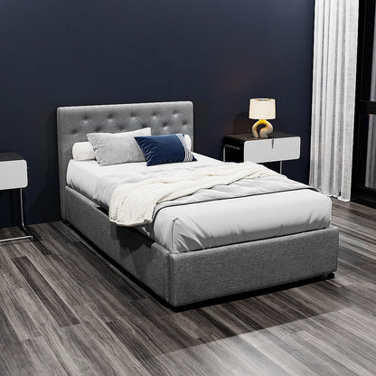 Artiss Bed Frame King Single Size Gas Lift Grey VILA BFRAME-E-VILA-KS-GY-ABC
