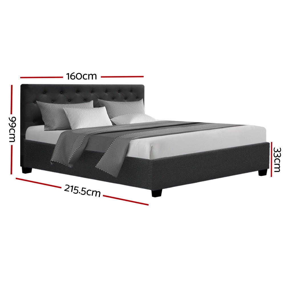 Artiss Bed Frame Queen Size Gas Lift Charcoal VILA BFRAME-E-VILA-Q-CHAR-AB